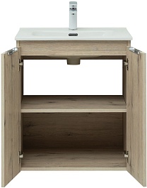 Aquanet Тумба под раковину Алвита New 60 2 дверцы подвесная дуб веллингтон белый – фотография-4